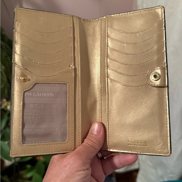 Lauren Ralph Lauren Vintage Black Leather With Gold Accents Women's Wallet - Picture 6 of 8